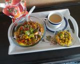 A picture of step 2 of Kathiyawari cholay with tea.