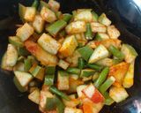 A picture of step 1 of Raw Mango green chili aachar.