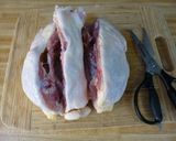 A picture of step 1 of Lee's Spatchcocked Chicken & Roasted Veggies.