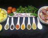 A picture of step 1 of Punjabi alo gosht.