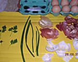A picture of step 1 of Egg dyeing using pantyhose.