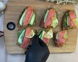 A picture of step 5 of Bruschetta with Guacamole and Salmon.