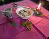 A picture of step 6 of Thengai Paal Idiyappam(Rice noodels with Jaggery,coconut syrup.