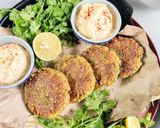 A picture of step 1 of Falafel patties with home-made hummus.
