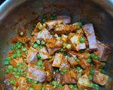 A picture of step 4 of Green Tuvar purple yams sabji.