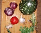 A picture of step 1 of Pumpkin sabzi 🍅🧅🧄🌿.