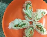 A picture of step 6 of Rj special Pinwheel sandwich.