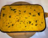 Foto del paso 7 de la receta: 🧡🤤Pastel de carne, puré mixto de papa y calabaza, corazón de queso cremoso, cheddar y toque de 🌿