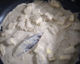 A picture of step 6 of Shahi paneer with white gravy.