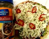 A picture of step 4 of Fusion chicken tikka pizza 😊.