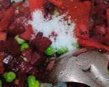 A picture of step 3 of Bread Upma with beetroot & sesame seeds.