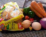 A picture of step 1 of Fried eggs with stir fry noodles.