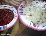 A picture of step 6 of Rice n beans with stew.