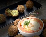 A picture of step 9 of Falafel and hummus.