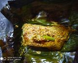 A picture of step 7 of Ilish paturi.