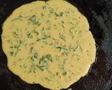A picture of step 2 of Besan methi cheela chickpea flour and fenugreek chila.