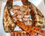A picture of step 1 of Grilled seafood with a tropical blend of high protein veggies.