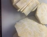 A picture of step 2 of Celeriac gratin (get ahead for Christmas).