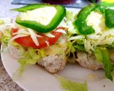 A picture of step 2 of My Cordon Bleu Sandwich 😁.