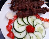 A picture of step 5 of Ram meat suya.