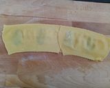 A picture of step 3 of Open Raviolo with Béchamel and Mushrooms.