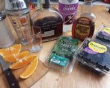 A picture of step 1 of Blackberry Bourbon Smash.