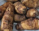A picture of step 1 of Arbi Masala Fry.