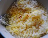 A picture of step 9 of Persian steamed rice with Saffron crust.