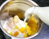 A picture of step 3 of Mango milkshake shots with chocolate syrup.