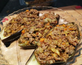 Foto del paso 7 de la receta: Berenjena rellena al microondas y sartén