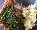 A picture of step 2 of Kafta balls - Lebanese style meatballs.