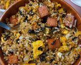 A picture of step 6 of Simple Korean Bibimbap with Eggs and Sausage.