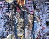 A picture of step 5 of Braai mackerel and scallops with padron peppers, aubergine and sweet corn.