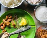 A picture of step 1 of Coconut rice with tricolour Salad.