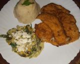 Foto del paso 12 de la receta: Milanesas de pollo, acompañadas de rajas poblanas y puré de papa