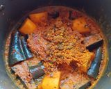 A picture of step 3 of Brinjal potato curry in pressure cooker.