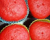A picture of step 2 of Red cup cakes with chocolate center.