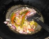 A picture of step 2 of Bhindi bhujiya.
