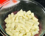 A picture of step 8 of Eggless: 'Italian Potato Gnocchi' or 'Gnocchi di Patate' (Pasta) in the 'Piedmontese' Style.