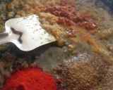 A picture of step 3 of Rajma rice with papad and onion salad.