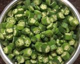 A picture of step 1 of Bhindi sabzi.