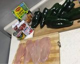 A picture of step 1 of Rajas with Cream and Corn, Served with Chicken Breast and Rice.