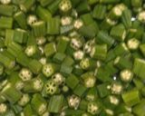 A picture of step 1 of Bhindi masala.