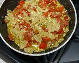 A picture of step 4 of Farfalle with Cherry Tomatoes, Pesto, and Ricotta.