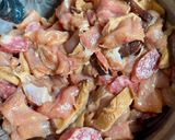 A picture of step 5 of One Pot Rice Cooker Chinese Recipe- Chicken, Shiitake Mushrooms, Chinese Sausage.