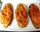 A picture of step 4 of My Garlic Tomato + Mascarpone Brushetta on Garlic Bread Toasted❤.