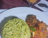 A picture of step 9 of Green rice and Caropina sauce.