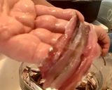 A picture of step 4 of Microwave Marinated Anchovies with Olive Oil, Lemon, Salt, and Pepper.