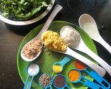 A picture of step 1 of Spinach peanut moong dal sabji.