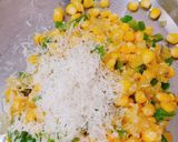A picture of step 3 of Corn cheese stuffed flattened rice balls.
